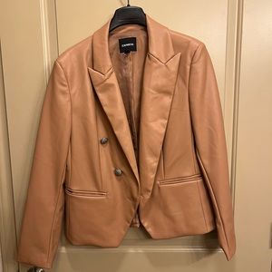 One Button Faux Leather Jacket